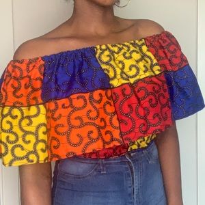 African Print Off Shoulder Top
